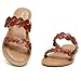 mazeskin Women's Memory Foam Two Braid Band Comfortable Summer Flat Slide Sandals,Tan US8