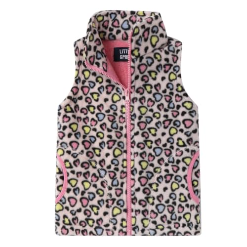 Image of LittleSpring Kids Fleece Vest with Fur Lined Zip Up Warm Thickening Winter Sleeveless Jacket