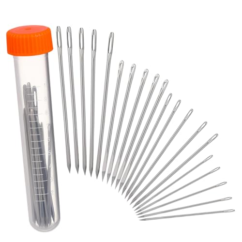 SEWACC 20pcs Triangle Hand Leathercraft Needles Sewing Needle Set for Upholstery Strong Needles for Leather Easy to Carry and Store