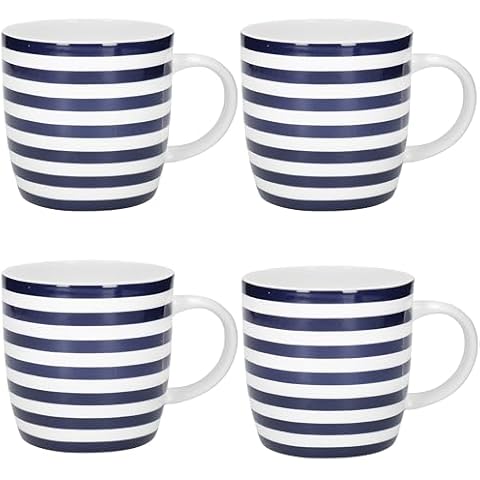 Set of 4 KitchenCraft Blue and White Mugs Cover