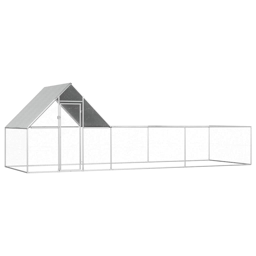 vidaXL Gallinero Exterior Grande Jaula Gallinas Conejos Aves Conejera Metálica Acero Galvanizado Corral Cubierto Malla Metal Tejado Cerradura 6x2x2 m