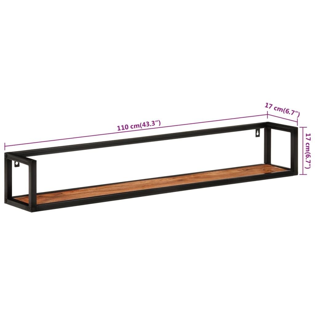 Generisch Wandregale 2 STK. 110x17x17 cm Massivholz Akazie und Eisen,Möbel,Regalsysteme,Wandregale-353794