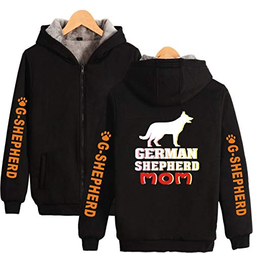 Mempire Abrigo para Hombre German Shepherd Puppy Unisex Hoodie Espesar Sudadera Zip Hooded Sudadera Deportiva (Black 3,XXS)