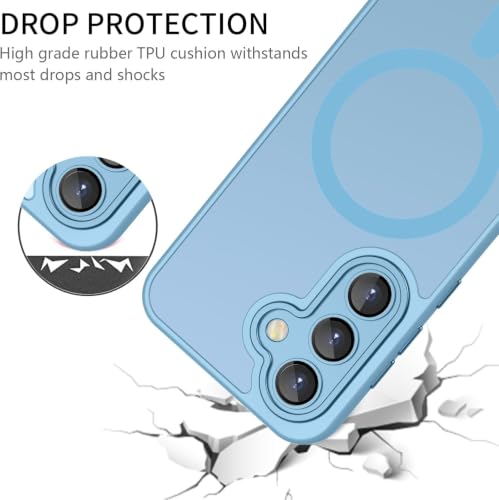 Image of Elzzi Magnetic Magsafe for Samsung S24 Plus 5g Case, Upgraded [Full Camera Protection] [Compatible with Magsafe] [Translucent Matte] Shockproof Protective Phone Case for Men & Women - Off Blue