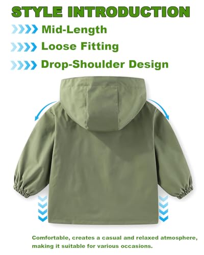 Image of Kids Boys' Windbreaker Jacket, Boys Zip Up Hoodie Coat Transitional Late Spring /Early Fall Jackets for Kids