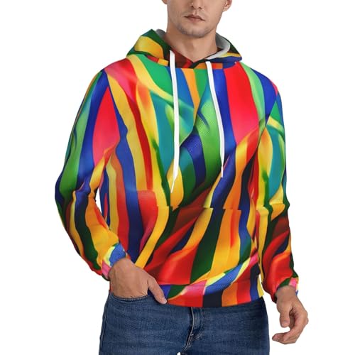 Sweat à capuche unisexe à rayures arc-en-ciel confortable contre le froid
