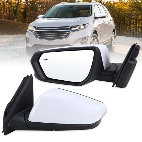 Lqito Left Driver Side Mirror Compatible With 2018 2019 2020 2021 2022 2023 2024 Chevy Equinox GMC Terrain With Power Glass Heated Turn Signal Blind Spot White Replaces84225386(8 Pins)