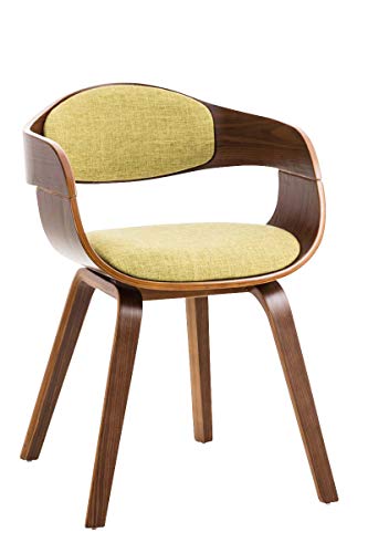 Silla de Visita Kingston en Tela I Silla de Madera Acolchada I Silla de Salón con Respaldo Semi-Curvado I Color:, Color:Nuez/Verde Claro