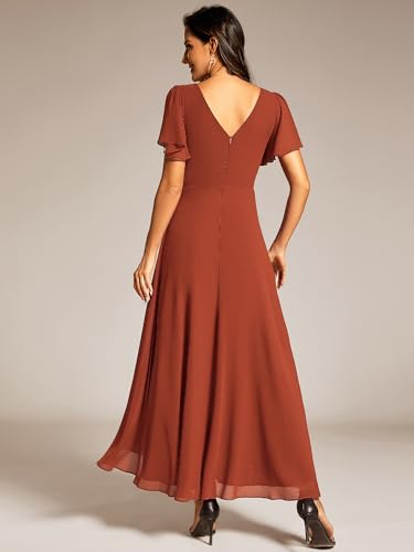 Image of Ever-Pretty Summer A-Line V-Neck Formal Dress for Women Empire Waist Chiffon Mother of the Bride Wedding Guest Dresses 41981