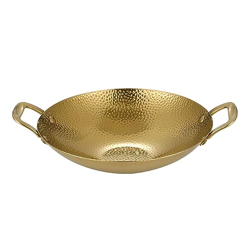 SVRITE Paellera de acero inoxidable sin revestimiento, sartén antiadherente de 8, 9, 10 y 11 pulgadas, sartén pequeña para fideos calientes con doble asa para restaurantes caseros y más (8 pulgadas