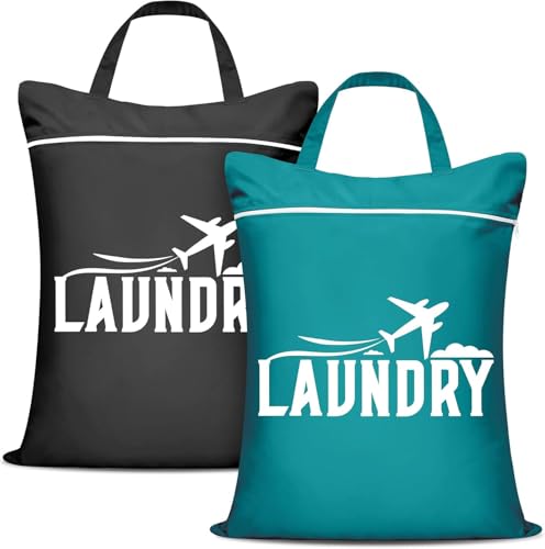2PCS Travel Laundry Bags, Large Waterproof Dirty Clothes Bags Organizers with Handle