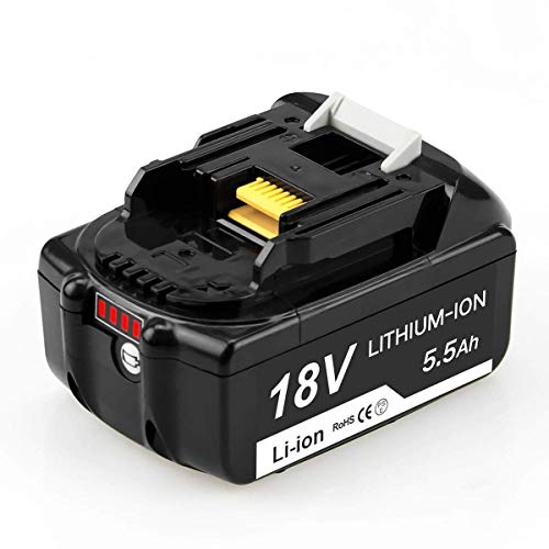 Reoben BL1860B 18V 5.5Ah Batería de litio Compatible con el reemplazo para Makita herramientas eléctricas inalámbricas BL1860B, BL1860, BL1850B, BL1850 BL1840 BL1830 BL1815 BL1835 BL1845 LXT-400