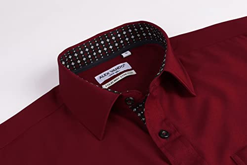 Alex Vando Mens Dress Shirt Wrinkle Free Regular Fit 4-Way Stretch Button Down Shirts