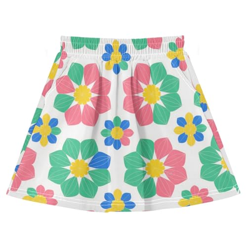 Jupe-short fluide 2 en 1 enfants en coton bleu et rose