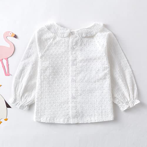 Curipeer Long Sleeve Baby Girls Blouse For Spring Casual Toddle Girl Cotton Outfits White thumb #2