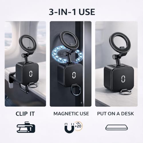 Image of Mizi 3-in-1 Magnetic Phone Holder [20x N52] Strong Magnets, Portable Mount for Golf Carts, Garage, Gym, Travel, Kitchen, Office, Outdoor, Car - Black