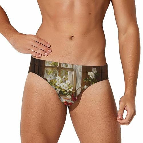 Kitchen Flowers Fruit Men's Swim Trunks Briefs Swimsuit Swimwear Bathing for Underwear Beach