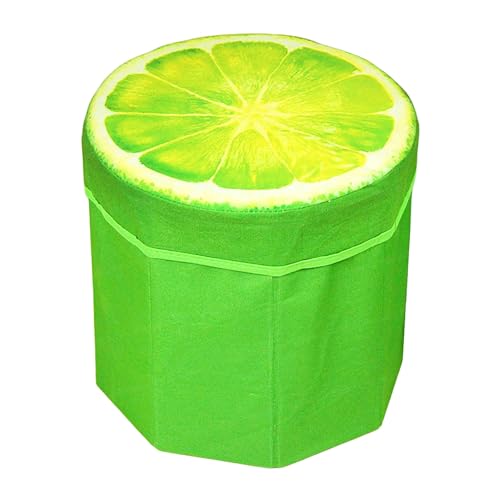 Image of FunBlast Fruit Design Multi-Functional Folding Storage Ottoman Box Organizer Cum Stool with Seat Cushion, Storage Boxes for Toys for Kids (Lemon)
