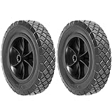MUKCHAP 2 Pack 8 Inch Solid Rubber Wheels, Hand Truck Wheel Replacement Rubber Tire, Replacement Tire with 1/2 Bore Offset Axle for Cart, Trolley