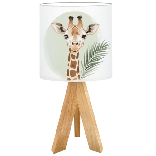 RAINFALLARING Tripod Table Lamp Jungle Safari Cute Giraffe Animal Toddlers Boy Girls Kids Room Bedside Lamps Small Lamp Nightstand Lamp with Linen Lampshade Table Lamps for Bedroom Livingroom Nursery