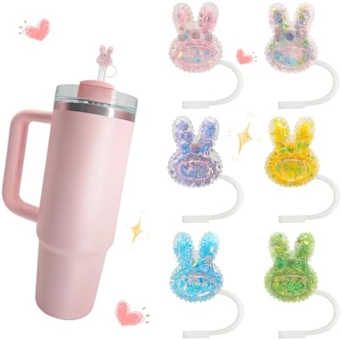 6pcs YKL Rabbit Stanley Straw Topper Cup Accessories Straw Cover Toppers For Stanley Cups