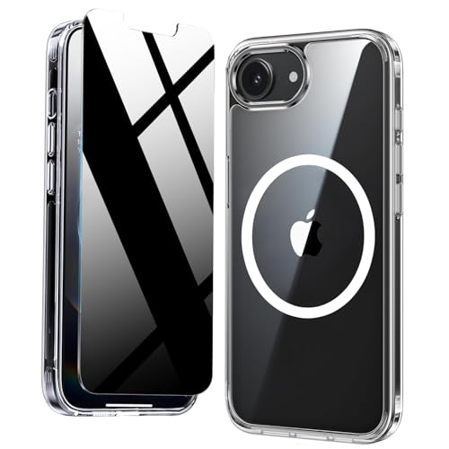 Image of Magnetic for iPhone 17e /16e Clear Case with Privacy Screen Protector & Full Camera Cover,[Non-Yellowing] Shockproof Clear Phone Case with MagSafe Women Girls for iPhone 16 e /17e