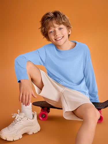 Image of Haloumoning Kids Boys Long Sleeve Crewneck T-Shirts Tee Tops 5-14 Years