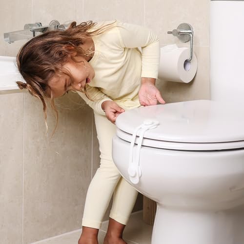 Verrou de toilettes universel pour abattant WC, sangle silicone et bloque couvercle