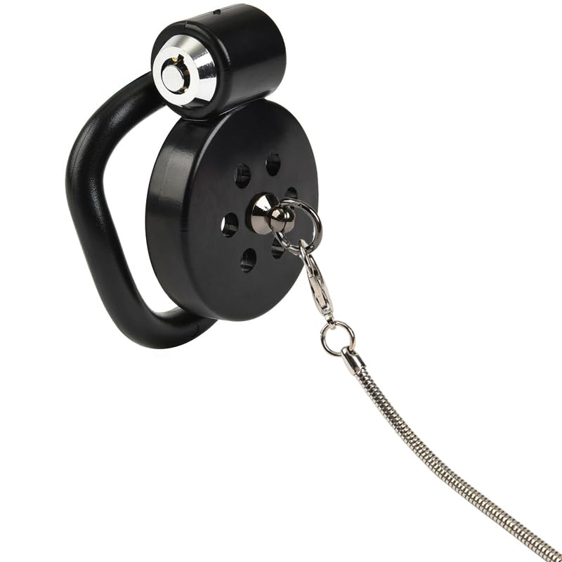 Male Chastity Cage Device with Detachable 4 Feet Metal Leash - Adjustable ABS Cock Penis Lock for Men with Secure Rings and Leash Lightweight Male Chastity Device for BDSM Fetish