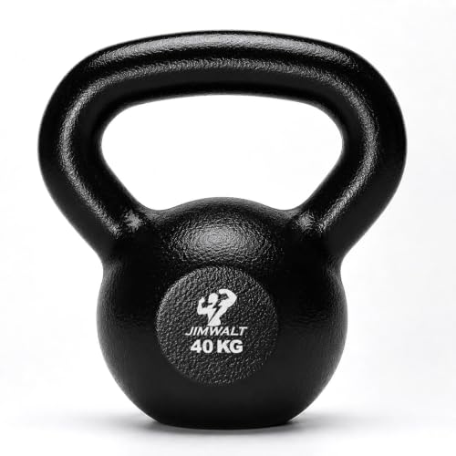 Image of Jimwalt Heavy Duty Enameled Cast Iron Kettlebell | Smooth Non-Slip Grip, Chip-Resistant Coating | Perfect for Strength Training & Home Gym (Enameled Coated 40G)