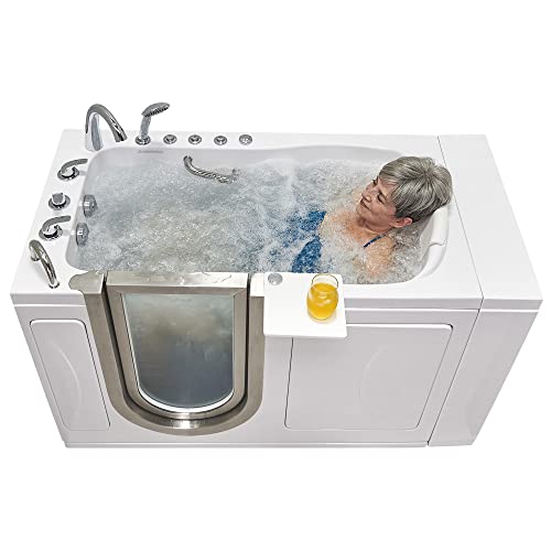 Ella Elite 30"x52" Acrylic Air and Hydro Massage and Heated Seat Walk-In Bathtub with Left Inward Swing Door, 5 Piece Fast Fill Faucet, 2" Dual Drain