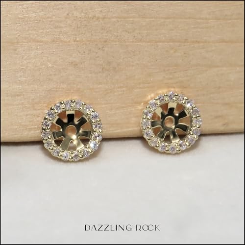 Dazzlingrock Collection 0.18 Cttw Round White Diamond Halo Removable Earring Jackets for Women in 10K Solid Gold3