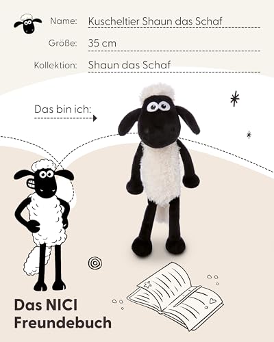 NICI Kuscheltier Shaun das Schaf 35cm weiß - Stofftier aus weichem Plüsch, niedliches Plüschtier zum Kuscheln und Spielen, für Kinder & Erwachsene - tolle Geschenkidee - 49185