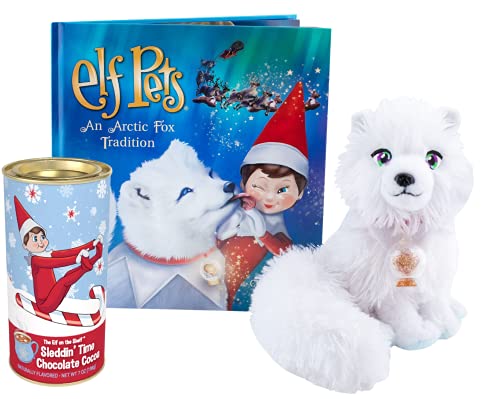 Elf Pets: an Arctic Fox Tradition - Elf on The Shelf Stuffed Arctic Fox, Story Book and Hot Chocolate Gift Set Bundle
