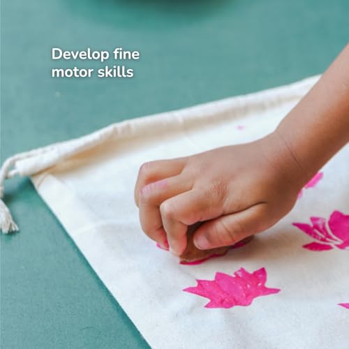 Image of Wooden Stamp Art Flowers for Kids 3+ Yrs, 4 to 8 Years | DIY Art & Craft Toy with Wooden Stamps | Montessori Inspired Learning Toy | Non Toxic | Handmade in India | Screen Free Toys