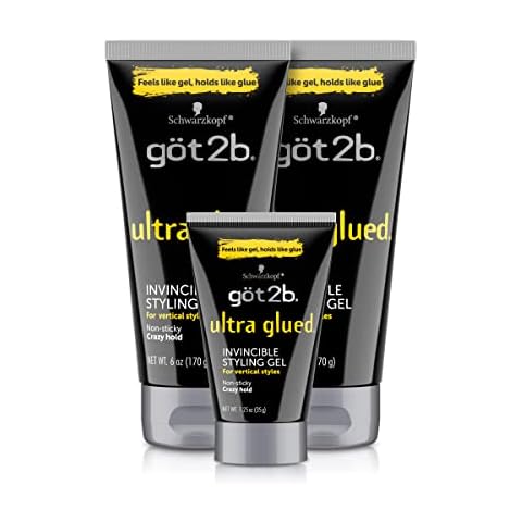 Got2B Ultra Glued Invincible Styling Gel 2 - 6 oz tubes + 1 Travel 1.25 oz tube Cover