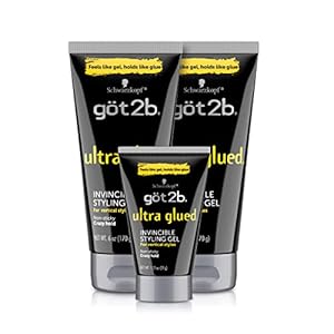 Got2B Ultra Glued Invincible Styling Gel 2 – 6 oz tubes + 1 Travel 1.25 oz tube