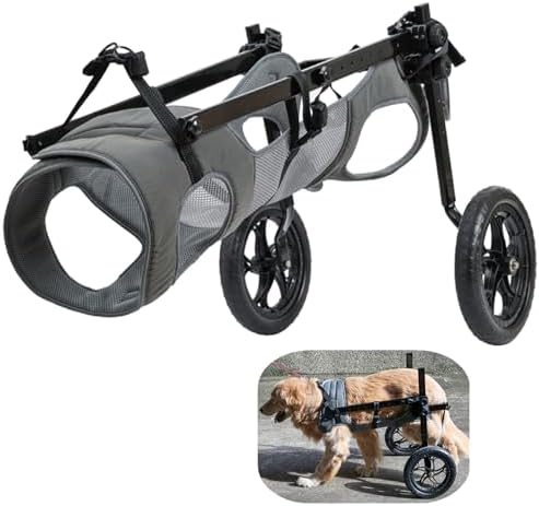 UIQELYS Großer Rollstuhl für Hunde, Riesenrollstuhl, grau, leichter Rollstuhl für Behinderten/Alt, verstellbar