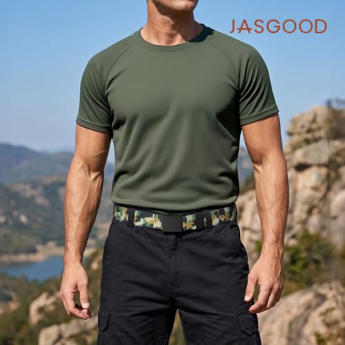 Image of JASGOOD Nylon Canvas Breathable Military Tactical Men Waist Belt With Plastic Buckle
