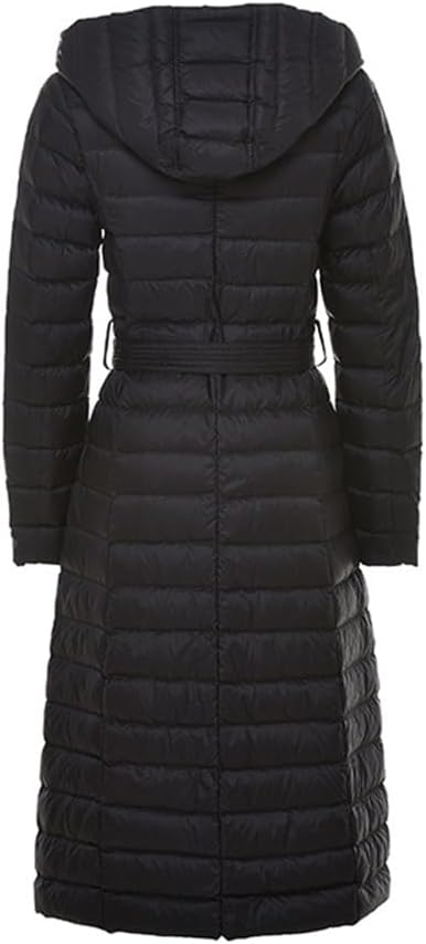 Adhdyuud Women Long Duck Down Jacket Winter Feather Warm Slim Windbreaker Casual Hooded Outerwear