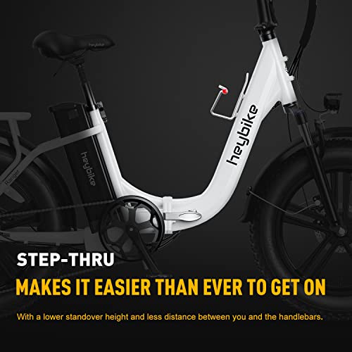 Heybike Ranger Electric Bike For Adults 500W Foldable Ebike With 48V 15Ah Removable Battery, Hey Bike 20" X 4.0 Fat Tire Electric Bicycle Step-Thru Folding Ebikes For Adults With Dual Shock Absorber #TOP5