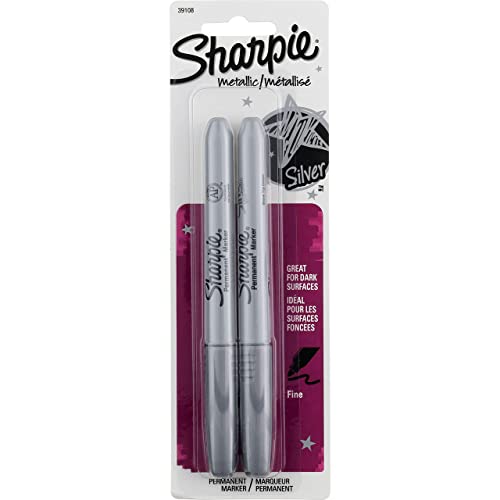 Image of Sharpie Metallic Permanent Markers, Fine Point, Silver, For Black Paper or Dark Surfaces, Arts & Crafts, Posters (Pack of 12)