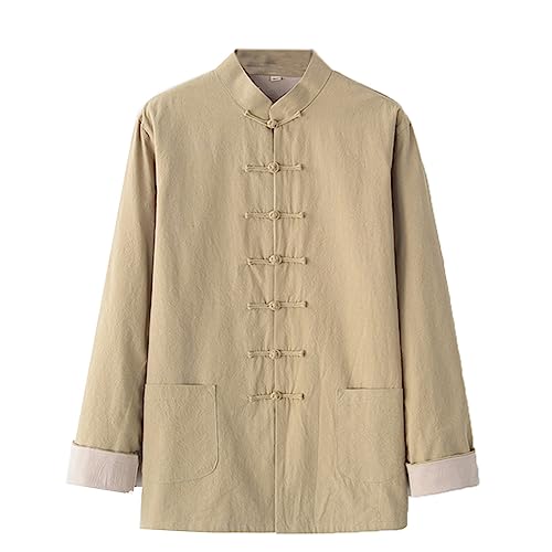 ZHOUXIAO Tang Suit Chinese Traditional Clothes,Kung Fu Clothing Martial Arts Jacket Coats Zen Meditation Uniform yellow-4XL