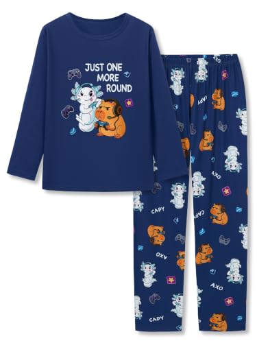 Image of Tebbis Boys Comfy Trendy Print Long Sleeve & Pants Pajama Set Sizes 6-18