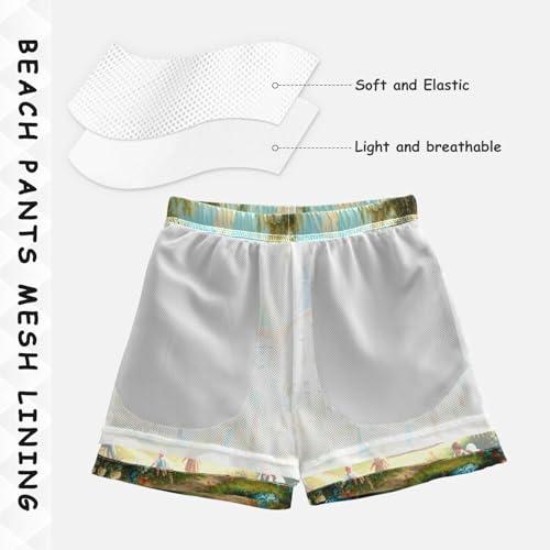 Farmhouse Trees Life Boys Swim Trunks Quick Dry Toddler Swimsuit Boy Bathing Suits Board Shorts Swimwear 3T Multi4