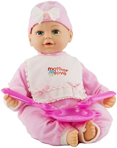Meiyie 16" Cuddle Soft Baby Doll,Record What You Say,make Feeding sounds Lifelike Play Doll,with Nursing Bottle,Toy Dinnerware, 5 kinds Sound,Clothes may Vary