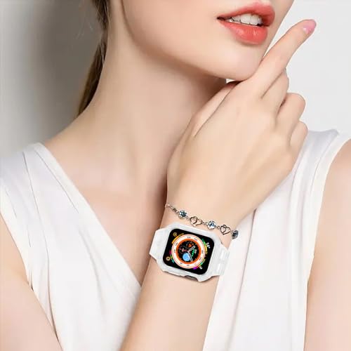 CRIS-BAND Bumper Bands Compatible with Apple Watch Band 45mm 44mm 42mm 41mm 40mm 38mm for Women Men, Water Shock-Proof Strap for iWatch Apple Watch Band with Case for Series 9 8 7 6 SE 5 4 3 2 1
