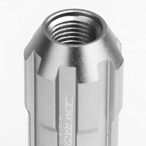 Image of DNA MOTORING LN-ZTL-9025-125-SL 20Pcs M12 x 1.25 Open End Style Wheel Lug Nuts w /Deep Drive Extension Adapter, 24mm OD /50mm H, Silver