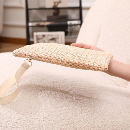 Casual Bohemian Straw Wristlet Clutch Bag for Women Solid Color Beach Vacation Zippered Purse Small Handbag Wallet4