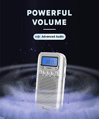 image for Vondior Digital AM FM Portable Pocket Radio with Alarm Clock- Best Rec